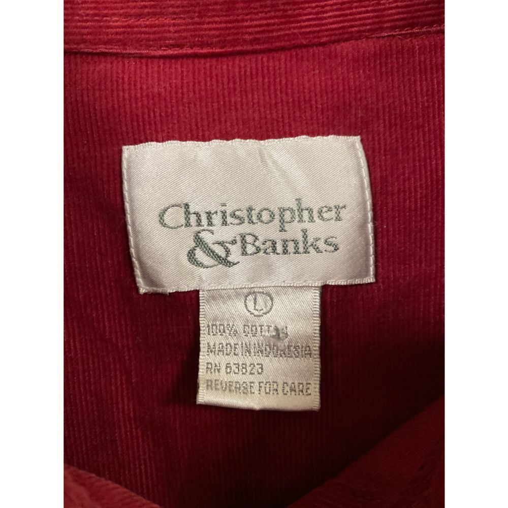 Vintage Red Christmas Corduroy Shirt Christopher and Banks Size Large - Picture 7 of 8